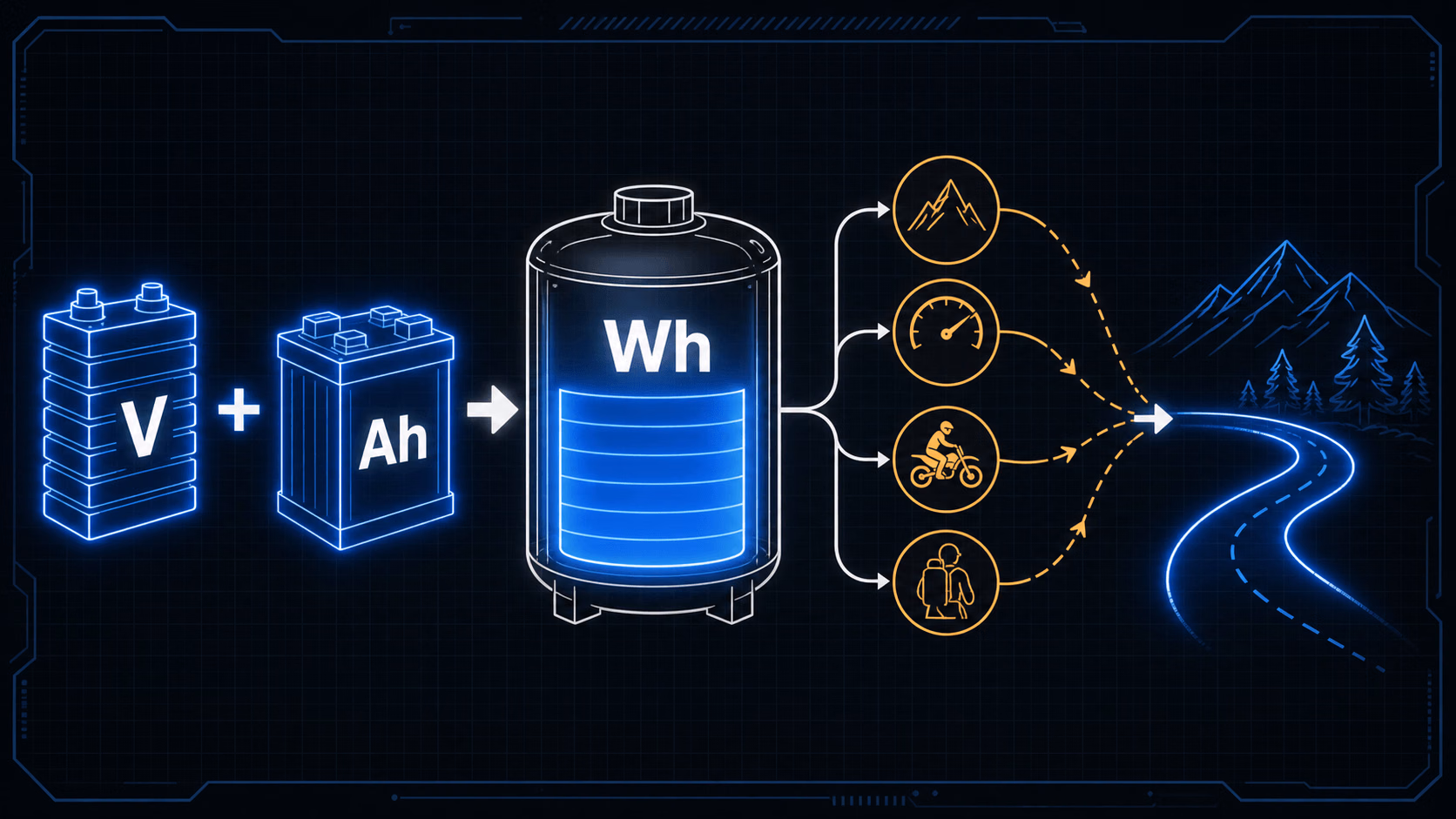 Watt-hours feeding into electric dirt bike real range after terrain, speed, and rider load